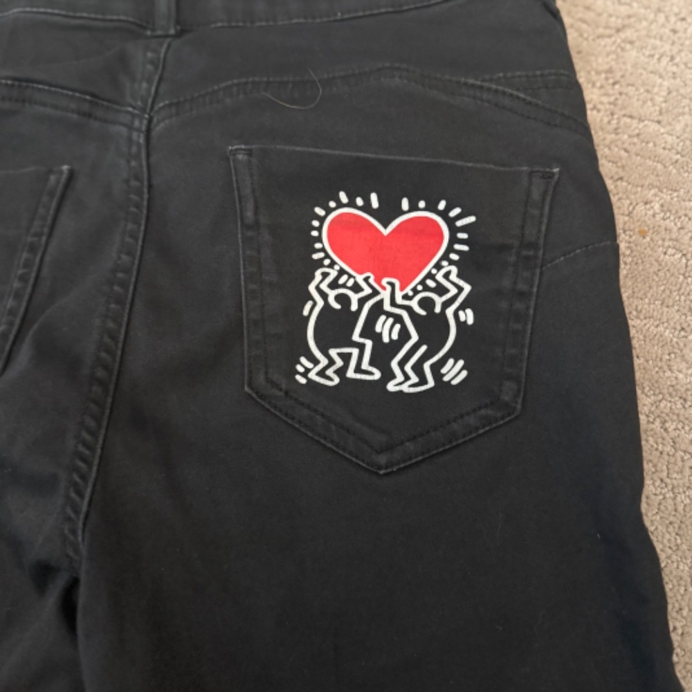 Calzedonia x Keith Haring Soft Touch Push Up Jeans in Black Size Medium